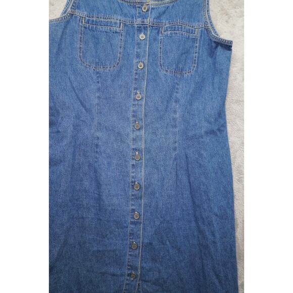 Faded Glory Denim Button Front Tank Dress Women’s Large Dark Wash Y2K - Picture 3 of 9